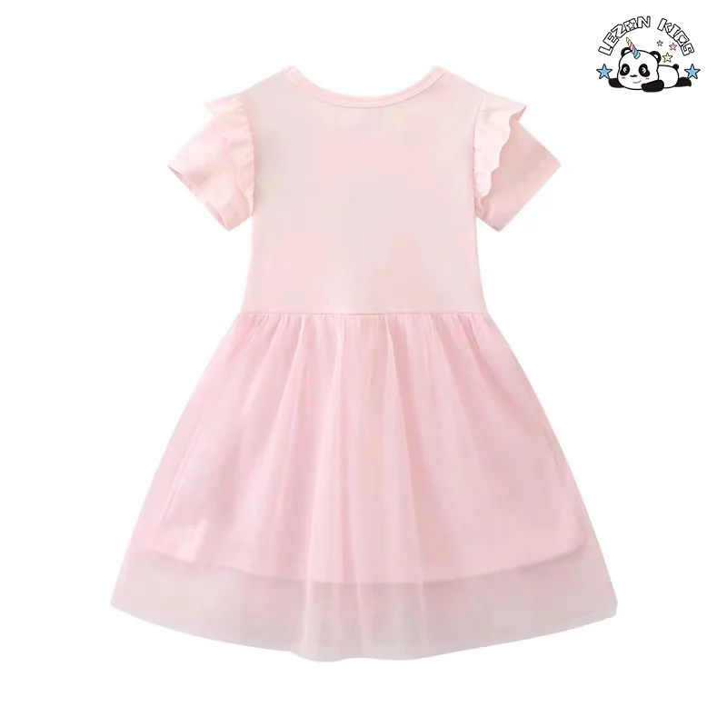 LEZONKIDS - Customizable New Fashion Printed Cartoon Design Baby Girl Dress Boutique Princess Tulle Girls Dress